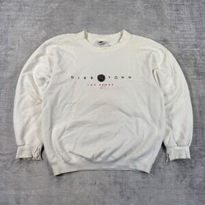 Nike Sweatshirt Mens Large White NikeTown Las Vegas 90s Vintage Distressed USA